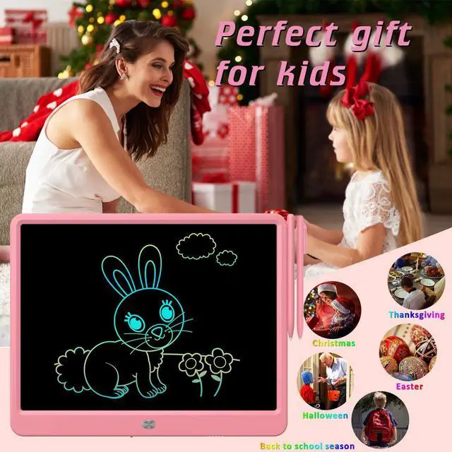 Alt view image 3 of 7 - LCD Writing Tablet, Doodle Board Toys Gifts for 3-8 Year Old Girls Boys, 15 Inch Colorful Electronic Board Drawing Pad for Kids, Christmas Gifts for Toddler Educational Learning Travel, Pink