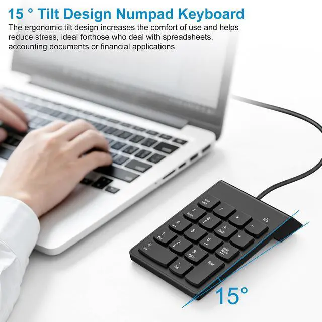 Alt view image 2 of 7 - USB Numeric Keypad Numpad Portable Slim Mini 10 Key Number Pad Keyboard for Laptop Desktop Computer PC, Compatible with ChromeBook Surface Notebook, Tax Accountant Calculate Office Travel & Home