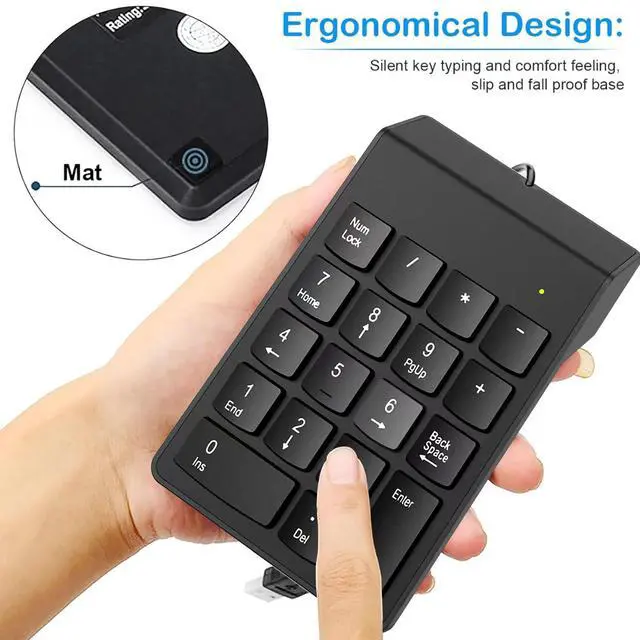 Alt view image 3 of 7 - USB Numeric Keypad Numpad Portable Slim Mini 10 Key Number Pad Keyboard for Laptop Desktop Computer PC, Compatible with ChromeBook Surface Notebook, Tax Accountant Calculate Office Travel & Home