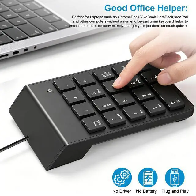 Alt view image 5 of 7 - USB Numeric Keypad Numpad Portable Slim Mini 10 Key Number Pad Keyboard for Laptop Desktop Computer PC, Compatible with ChromeBook Surface Notebook, Tax Accountant Calculate Office Travel & Home