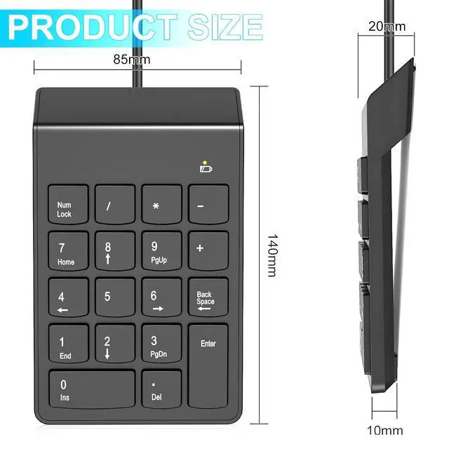 Alt view image 6 of 7 - USB Numeric Keypad Numpad Portable Slim Mini 10 Key Number Pad Keyboard for Laptop Desktop Computer PC, Compatible with ChromeBook Surface Notebook, Tax Accountant Calculate Office Travel & Home