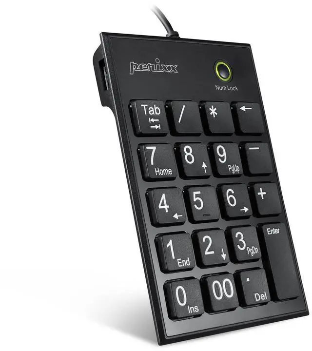 Main image of Peripad-202H Wired Slim Numeric Keypad, X Type Scissor Keys with 2 USB Hubs and Tab Key, Black
