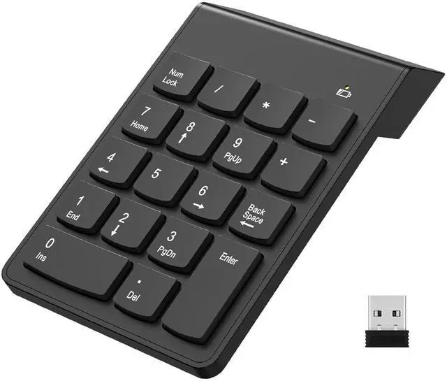 Main image of Wireless Number Pad, Portable Numeric Keypad 2.4G 18 Keys 10 Key USB Keypad for Laptop/Notebook/Surface Pro/PC, Financial Accounting Number Pad Keyboard - Black