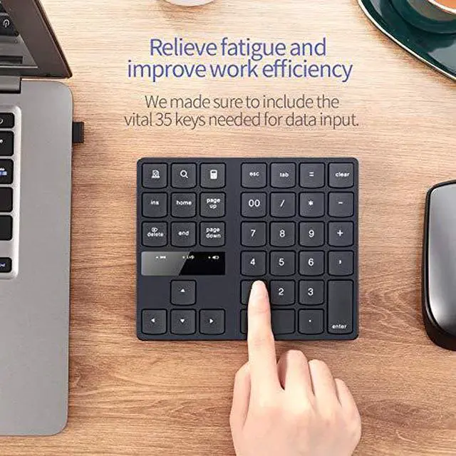 Alt view image 3 of 7 - Numeric Keypad, 35-Keys Portable USB Wireless Numeric Keypad Rechargeable Ultra-Silent External Numeric Pad for MacBook and Windows Laptop