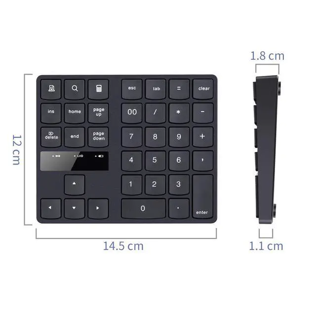 Alt view image 7 of 7 - Numeric Keypad, 35-Keys Portable USB Wireless Numeric Keypad Rechargeable Ultra-Silent External Numeric Pad for MacBook and Windows Laptop