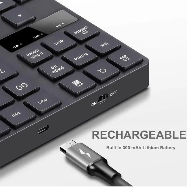 Alt view image 5 of 7 - Numeric Keypad, 35-Keys Portable USB Wireless Numeric Keypad Rechargeable Ultra-Silent External Numeric Pad for MacBook and Windows Laptop