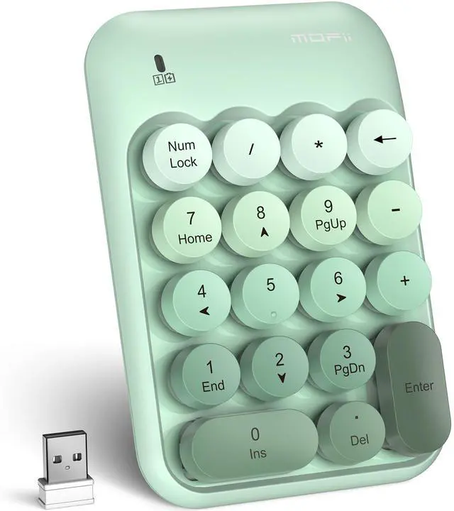 Main image of Wireless Number Pads, Colorful 2.4G Wireless 18 Keys Numeric Keypad Portable 10 Key Numpad for Financial Accounting, Laptop, PC, Computer, Notebook- Green Gradient