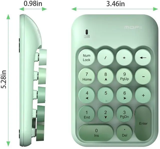 Alt view image 7 of 7 - Wireless Number Pads, Colorful 2.4G Wireless 18 Keys Numeric Keypad Portable 10 Key Numpad for Financial Accounting, Laptop, PC, Computer, Notebook- Green Gradient
