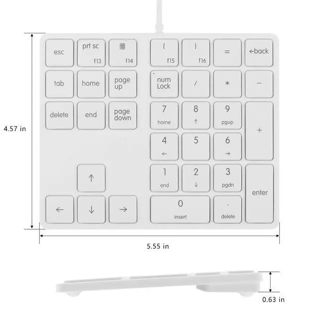 Alt view image 2 of 6 - Numeric Keypads Wired Numpad 34 Keys External Mini Slim Keyboard Magic Force for Financial Cashier Securities-White | Laptop Accessories | Num Pad | Number keypad for Laptop | Work Keyboard