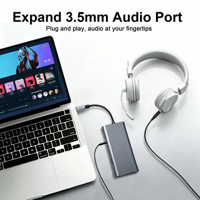 Alt view image 7 of 7 - USB C Hub Multiport Adapter, 11 in 1 USB C Docking Station with 4K HDMI, 1080P VGA, 100W PD, USB 3.0, RJ45 Ethernet, TF/SD Card Reader, 3.5mm Audio, USBC Dongle for MacBook Pro/Air, Windows, Laptops
