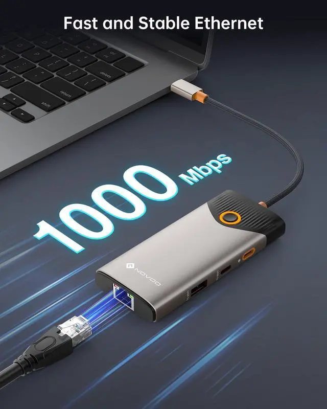 Alt view image 5 of 7 - USB C Hub Ethernet 4K@60 USB C HDMI Adapter Multiport Type C Adapter, 100W PD, 5Gbps USB-A/C Data Ports Docking Station Compatible for MacBook/iPhone/Dell/HP/Surface
