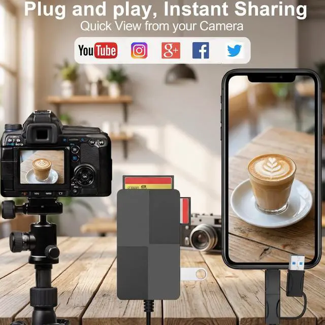 Alt view image 4 of 7 - SD TF MS CF XD Card Reader with 3 USB Ports - 8 in 1 Multi Memory Card Reader Working Simultaneously Memory Stick pro Duo Adapter Supports Micro SD/SDHC/XD Picture Cards for iPhone 17/16/15/14/13