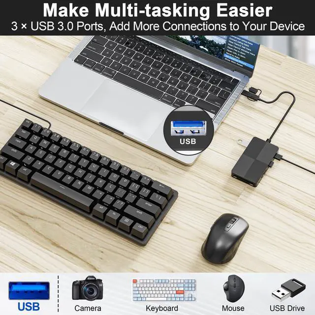 Alt view image 5 of 7 - SD TF MS CF XD Card Reader with 3 USB Ports - 8 in 1 Multi Memory Card Reader Working Simultaneously Memory Stick pro Duo Adapter Supports Micro SD/SDHC/XD Picture Cards for iPhone 17/16/15/14/13