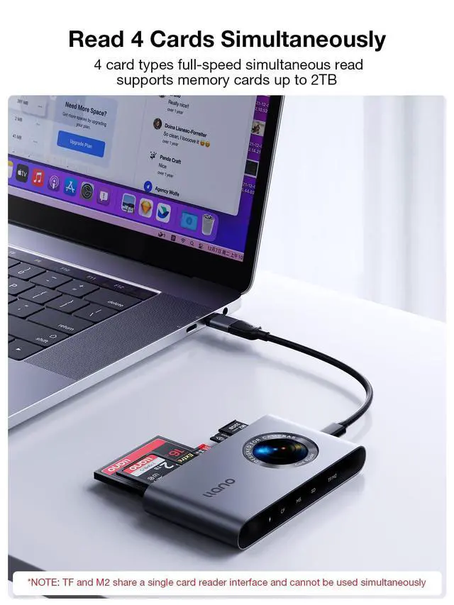 Alt view image 4 of 7 - 5 in 1 Micro SD Card Reader, for SD/TF/MS/CompactFlash/M2 Cards 5Gbps
