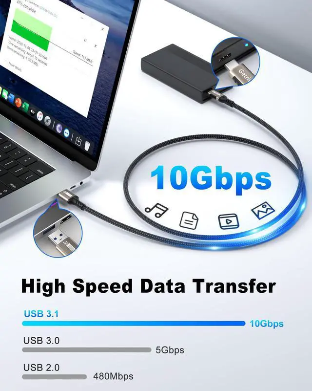 Alt view image 3 of 7 - Android Auto USB C Cable 3FT, 10Gbps USB Type C 3.1 Gen 2 Cable