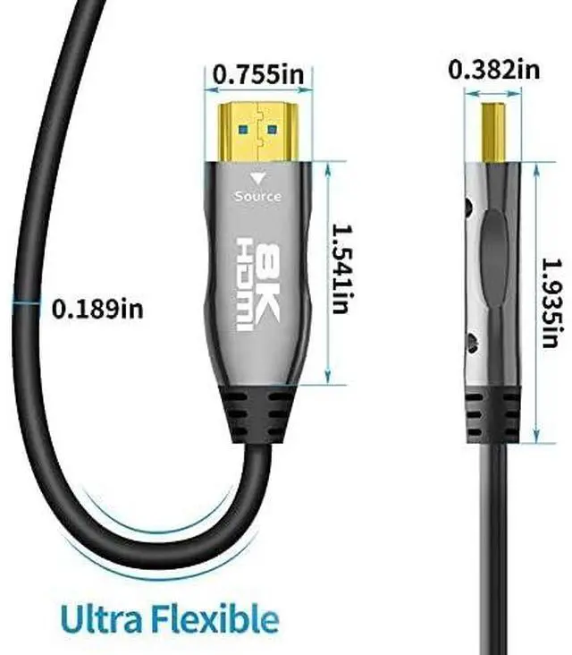 Alt view image 5 of 7 - HDMI 2.1 Fiber Optic Cable - 50ft, 8K@60Hz, 4K@120Hz, 48Gbps, eARC Compatible with PS5, Xbox, RTX 3080 3090, Roku, 8K TV - Black