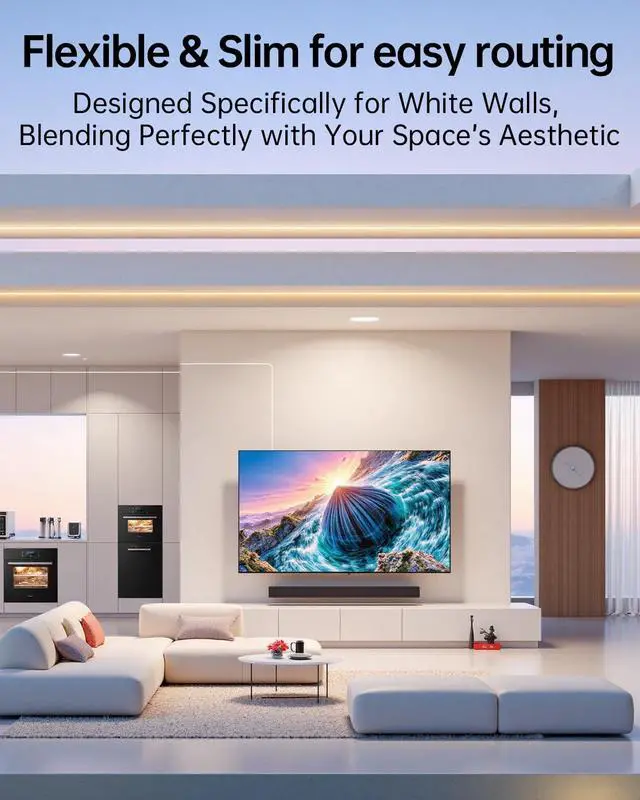 Alt view image 4 of 7 - 10K 8K Fiber Optic HDMI 2.1 Cable 6.6ft, HDMI Cable White Super Flexible 48Gbps, 8K60Hz & 4K120Hz, Support eARC, Dolby, HDCP 2.2&2.3, HDR 10, Compatible with Blu-ray Roku LG PS5 PS4 Xbox RTX