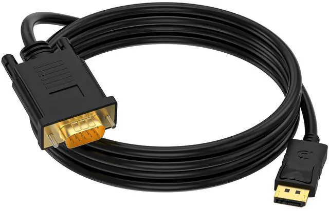 Main image of (in) DisplayPort to (Out) VGA Adapter DP to VGA Cable Male to Male Gold-Plated for Computer, Laptop, Monitor, TV, Projector (NOT Bidirectional) (3 FT-1PACK)