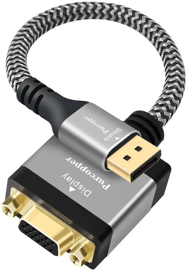Main image of DisplayPort to VGA Adapter, DP Male (Source) to VGA Female (Screen) Gold-Plated Plug & Aluminum shell Converter Connector Supports 1080p@60Hz Compatible with Monitor, PC, Laptop, Desktop, Projector