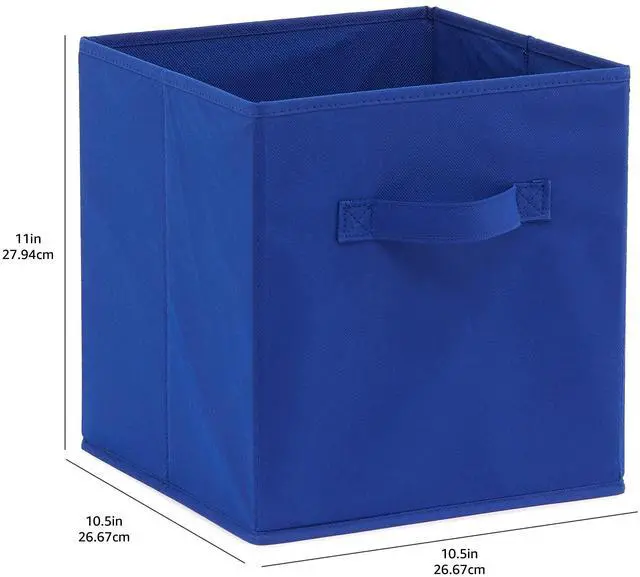 Alt view image 6 of 6 - Collapsible Fabric Storage Bins with Handles, Cube Organizer for Home Organization, 10.5"x10.5"x11", Navy, 6-Pack