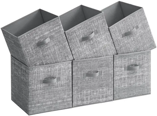 Main image of Storage Cubes, 13-Inch Non-Woven Fabric Bins with Double Handles, Set of 6, Closet Organizers for Shelves, Foldable, for Clothes, Cattail Gray UROB033G01