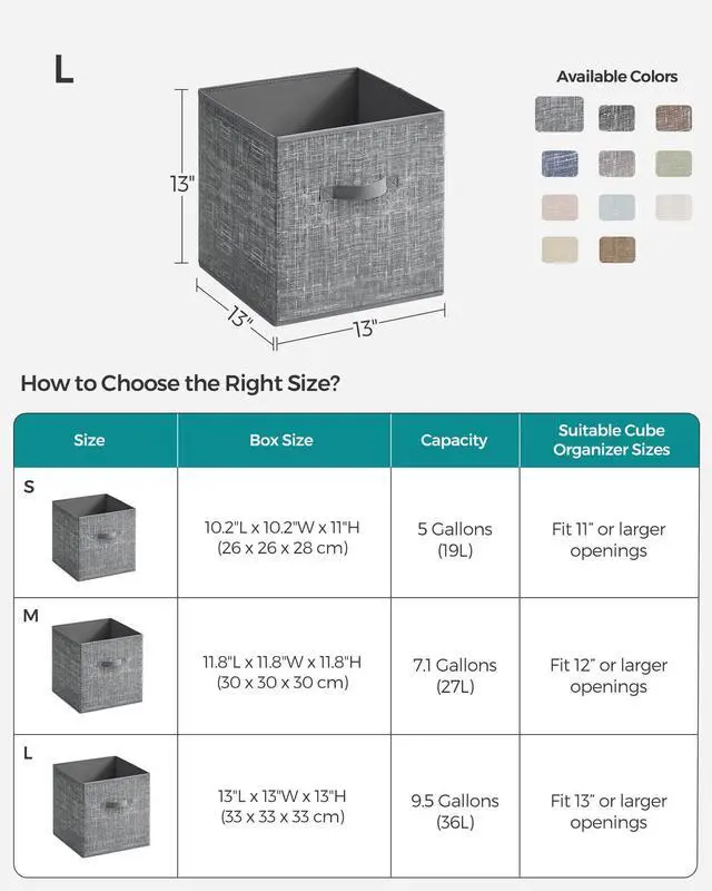 Alt view image 4 of 7 - Storage Cubes, 13-Inch Non-Woven Fabric Bins with Double Handles, Set of 6, Closet Organizers for Shelves, Foldable, for Clothes, Cattail Gray UROB033G01