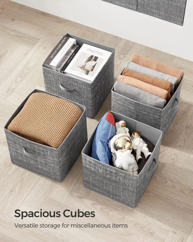 Alt view image 7 of 7 - Storage Cubes, 13-Inch Non-Woven Fabric Bins with Double Handles, Set of 6, Closet Organizers for Shelves, Foldable, for Clothes, Cattail Gray UROB033G01