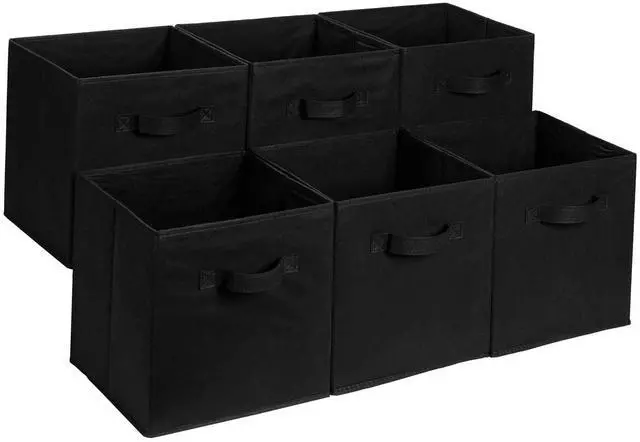 Main image of Collapsible Fabric Storage Cube Bins Organizer with Handles, Organization Containers, Multifunctional, 13" x 13" x 13", Black, 6-Pack
