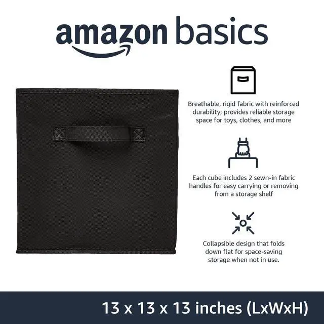Alt view image 2 of 4 - Collapsible Fabric Storage Cube Bins Organizer with Handles, Organization Containers, Multifunctional, 13" x 13" x 13", Black, 6-Pack