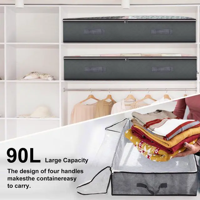 Alt view image 6 of 7 - 4 Pack Under Bed Storage, 90L Foldable Closet Containers Organizers