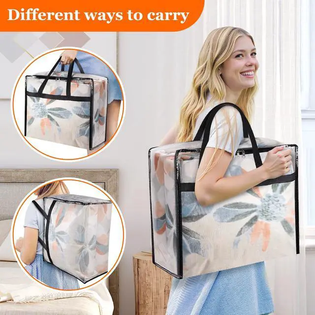 Alt view image 4 of 7 - 6 Pack Clear Storage Bags for Comforter, Clothes & Bedding, 40L