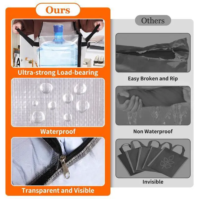 Alt view image 5 of 7 - 6 Pack Clear Storage Bags for Comforter, Clothes & Bedding, 40L