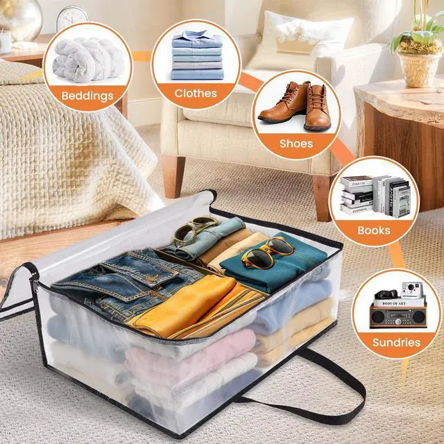 Alt view image 6 of 7 - 6 Pack Clear Storage Bags for Comforter, Clothes & Bedding, 40L