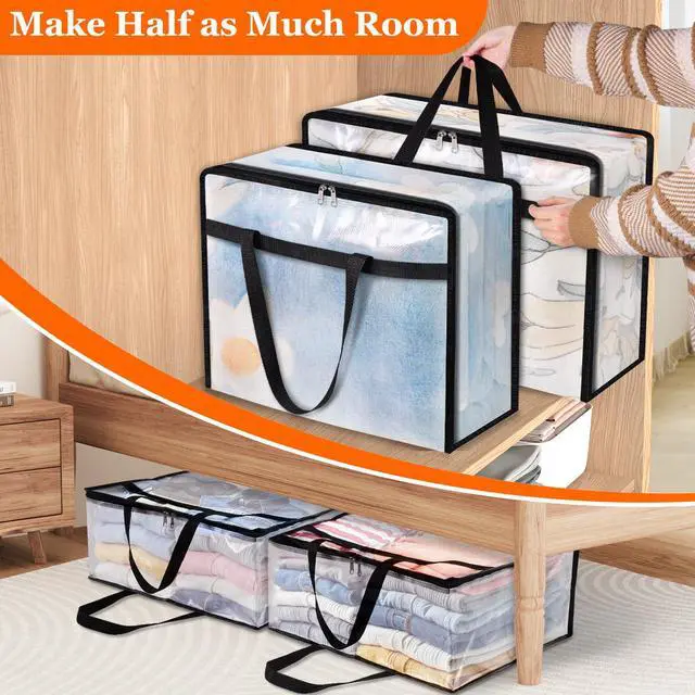 Alt view image 7 of 7 - 6 Pack Clear Storage Bags for Comforter, Clothes & Bedding, 40L