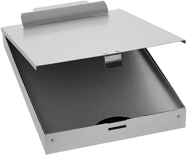 Alt view image 4 of 4 - Metal Clipboard with 2 Storage Compartments, Letter Size, 250 Sheet Capacity, Office Supplies with Self-Closing Latch, 14.1 x 9.2 x 2.6 inches, Silver