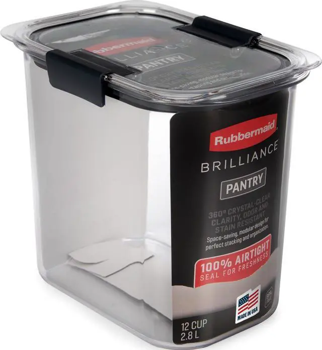 Main image of Brilliance 12-Cup Airtight Food Storage Container, Perfect for Pantry Staples, Clear/Grey