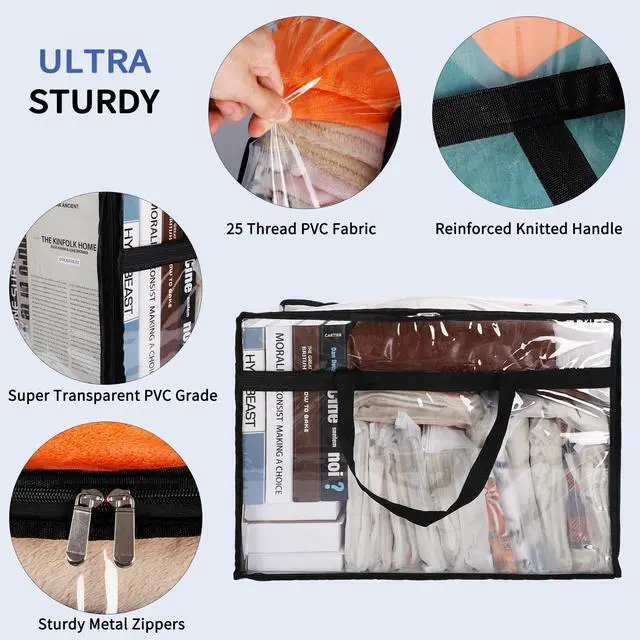 Alt view image 4 of 7 - Blanket Storage Bags Extra Large 60L 4 Pack Clothes Organizer