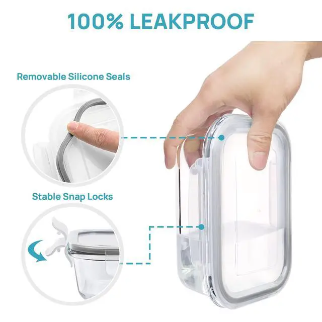 Alt view image 4 of 6 - 8 Pack Glass Food Storage Containers with Airtight Lids
