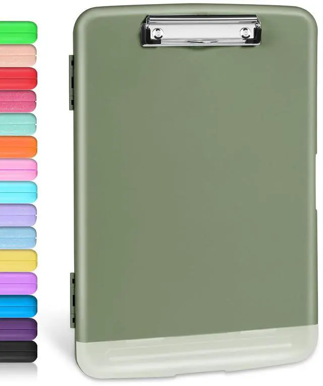 Main image of Clipboard with Storage, Clip Board 8.5 x 11 with Pen Holder, Plastic Organization Case Box for Letter Legal A4 Size Paper, Low Profile Clip, Nurses Teachers Must Haves, School & Office Supplies