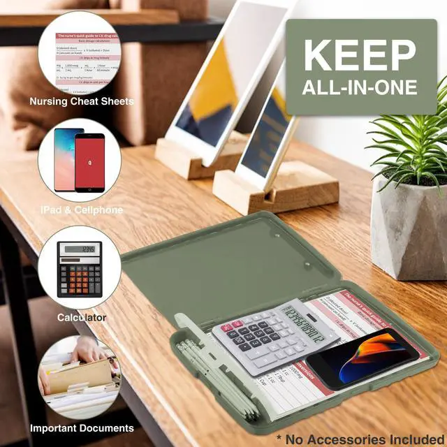 Alt view image 5 of 7 - Clipboard with Storage, Clip Board 8.5 x 11 with Pen Holder, Plastic Organization Case Box for Letter Legal A4 Size Paper, Low Profile Clip, Nurses Teachers Must Haves, School & Office Supplies