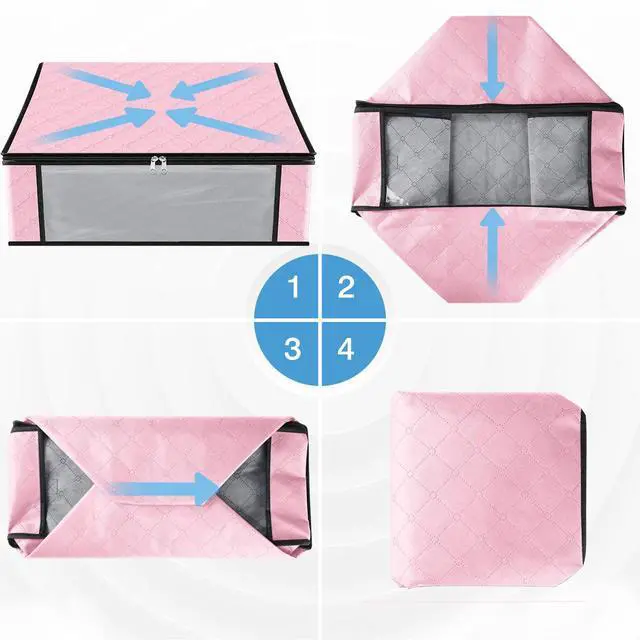 Alt view image 3 of 7 - 3-Pack Clothes Organizer Storage Bags, 35L Storage Bins, Pink