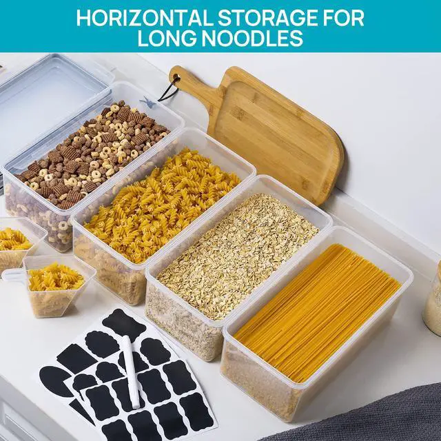 Alt view image 3 of 7 - Pasta Storage Containers, 4 Pack, 3.2L Airtight Canisters