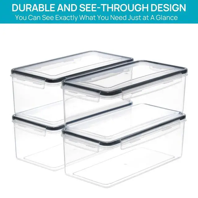Alt view image 5 of 7 - Pasta Storage Containers, 4 Pack, 3.2L Airtight Canisters