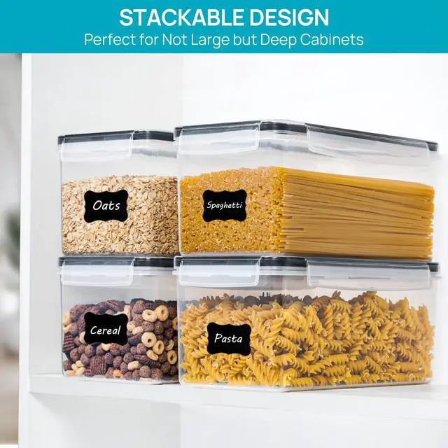 Alt view image 6 of 7 - Pasta Storage Containers, 4 Pack, 3.2L Airtight Canisters