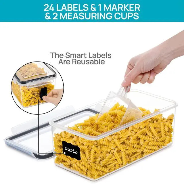 Alt view image 7 of 7 - Pasta Storage Containers, 4 Pack, 3.2L Airtight Canisters