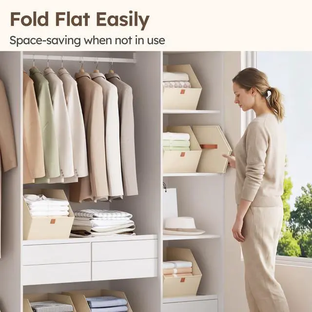 Alt view image 5 of 7 - Fabric Closet Storage Cubes - 6 Pack Square Storage Bins with Dual Handles for Clothes, Towels, Toys, Cube Storage Organizers for Bedroom, Nursery, Shelves, Closet, Small Spaces, Beige