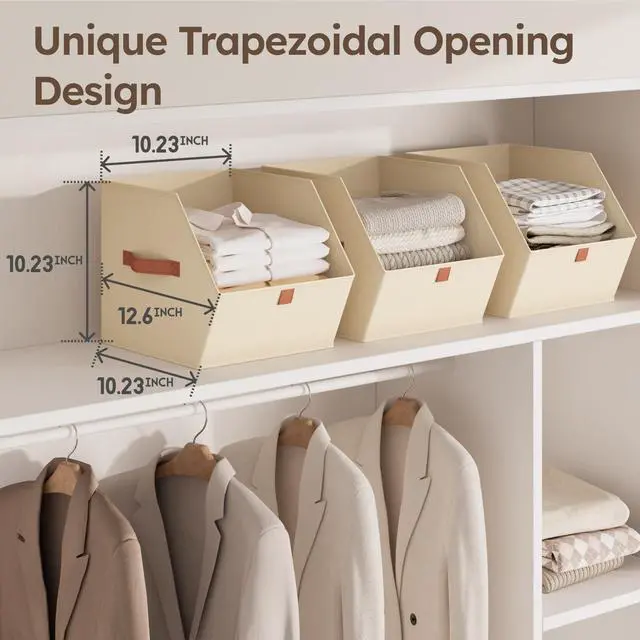 Alt view image 7 of 7 - Fabric Closet Storage Cubes - 6 Pack Square Storage Bins with Dual Handles for Clothes, Towels, Toys, Cube Storage Organizers for Bedroom, Nursery, Shelves, Closet, Small Spaces, Beige