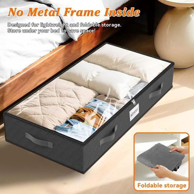 Alt view image 5 of 7 - 90L Under Bed Storage Containers, Storage Bags, Organizers, 4-Pack, Gray