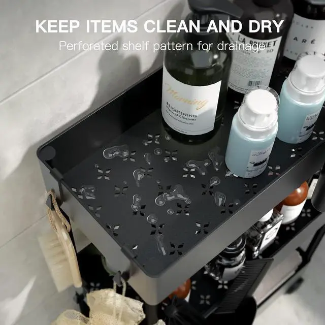 Alt view image 5 of 7 - Slim Storage Cart with Wheels - 3 Tier Bathroom Organizers and Storage Cart - Rolling Carts for Bathroom, Kitchen, Narrow Space, Laundry Room,Black