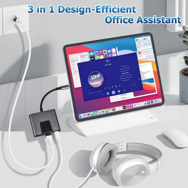Alt view image 7 of 7 - Lightning to RJ45 Ethernet Adapter Network Adapter, Support 10/100Mbps Ethernet Network, with Lightning Charge Port and 3.5mm Audio Jack, Compatible with iPhone 14 13 12 11/iPad
